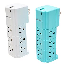 Tech Impressions 2-Pack Swivel Power Strips for Up to 11 Devices