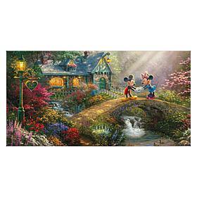 Thomas Kinkade Disney Mickey and Minnie - Sweetheart Bridge - 16" x...