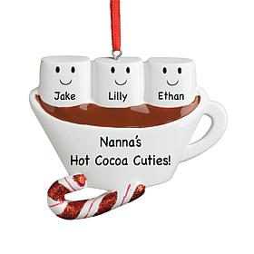 Three Marshmallow & Hot Chocolate Personalized Ornament