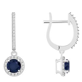 Top Choice Gems 5mm Gem and Diamond Hugger Hoop Dangle Earrings
