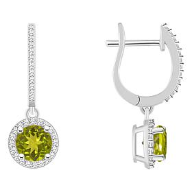 Top Choice Gems 6mm Gem and Diamond Hugger Hoop Dangle Earrings