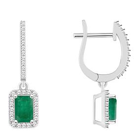 Top Choice Gems 6x4mm Emerald-Cut Gem and Diamond Dangle Earrings