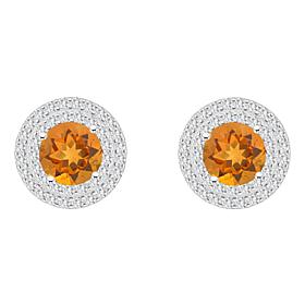 Top Choice Gems 7mm Round Gem and White Topaz Halo Stud Earrings
