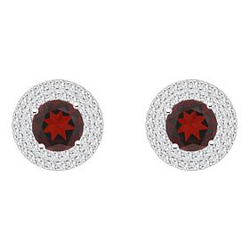 Top Choice Gems 7mm Round Gem and White Topaz Halo Stud Earrings