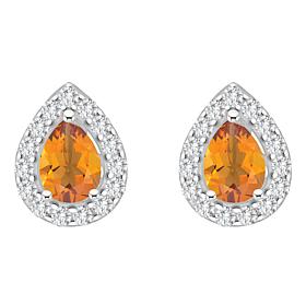 Top Choice Gems  8x5mm Pear Gem and White Topaz Stud Earrings