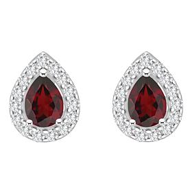 Top Choice Gems  8x5mm Pear Gem and White Topaz Stud Earrings