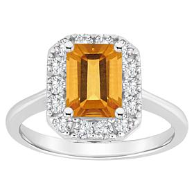 Top Choice Gems 8x6mm Emerald-Cut Gem and White Topaz Halo Ring