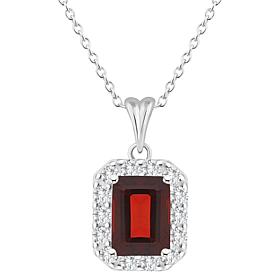 Top Choice Gems 8x6mm Emerald-Cut Gem & White Topaz Pendant with Chain