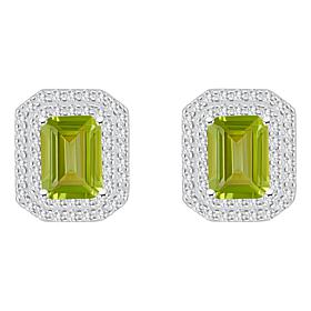 Top Choice Gems 8x6mm Emerald-Cut Gem and White Topaz Stud Earrings