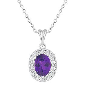 Top Choice Gems 8x6mm Oval Gem and White Topaz Pendant with Chain