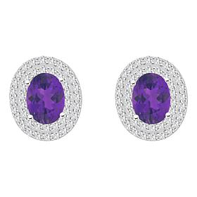 Top Choice Gems 8x6mm Oval Gem and White Topaz Stud Earrings