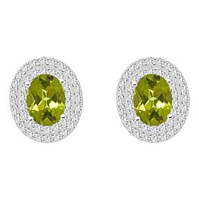 Top Choice Gems 8x6mm Oval Gem and White Topaz Stud Earrings