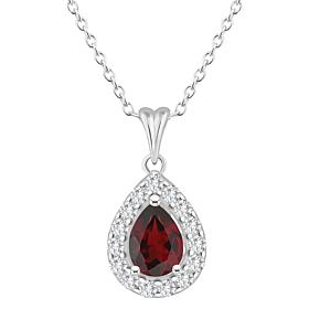 Top Choice Gems 8x6mm Pear Gem and White Topaz Pendant with Chain