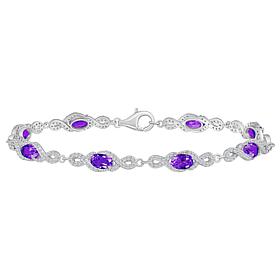 Top Choice Gems Gem and White Topaz 6x4mm Oval Stone Halo Bracelet