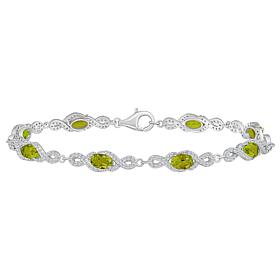 Top Choice Gems Gem and White Topaz 6x4mm Oval Stone Halo Bracelet