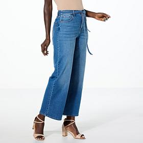 Tower Hill by Christie Brinkley Belted Wide-Leg Ankle Jean