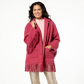 Tower Hill by Christie Brinkley Brushed Faux Melton Jacket with Fringe