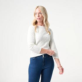 Tower Hill by Christie Brinkley Cable Knit Tee