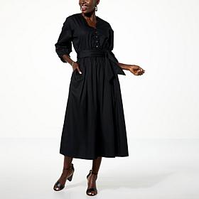 Tower Hill by Christie Brinkley Cotton Poplin Belted Midi Dress