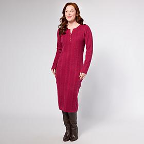 Tower Hill by Christie Brinkley Henley Cable Knit Dress