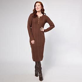 Tower Hill by Christie Brinkley Henley Cable Knit Dress