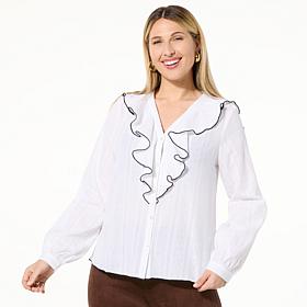 Tower Hill by Christie Brinkley Ruffle Front Blouse