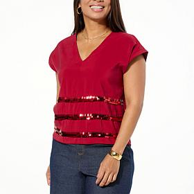 Tower Hill by Christie Brinkley Sequin Detail Top