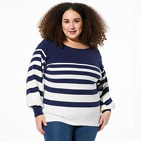 Tower Hill by Christie Brinkley Striped Batwing-Sleeve Sweater