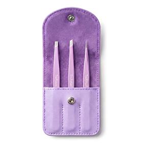 TruRitual 3-Piece Stainless Steel Tweezer Set with Storage Pouch