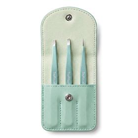 TruRitual 3-Piece Stainless Steel Tweezer Set with Storage Pouch