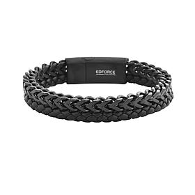 Two Row Franco Chain and Leather Bracelet