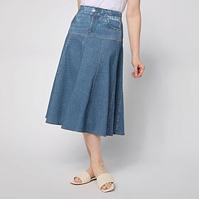 TWRHLL by Christie Brinkley Double-Take Denim Illusion Skirt