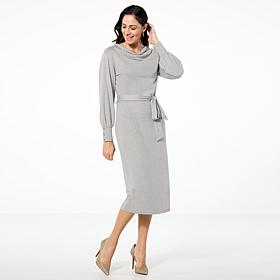 TWRHLL by Christie Brinkley Knit Cowl Neck Dress 