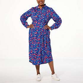 TWRHLL by Christie Brinkley Long Sleeve Shirt Dress with Belt