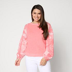 TWRHLL by Christie Brinkley Mixed Media Sweater