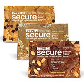 Type 2 Secure Complete Meal Replacement Bars with Sucralose - 36-count