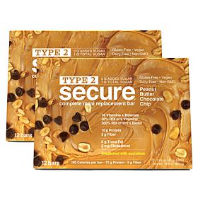 Type 2 Secure Complete Meal Replacement Bars with Sucralose - 24-count