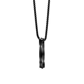Van Heusen Men's Stainless Steel Black Vertical Bar Pendant Necklace
