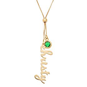 Vertical Name & Birthstone Crystal Adjustable Necklace