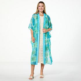 Vince Camuto Jewel Print Open Front Duster