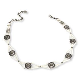 Vince Camuto Leather Cord Laced Resin Stone Concho Belt