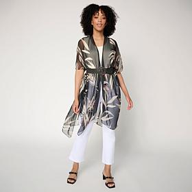 Vince Camuto Printed Duster and Stretch Belt Set