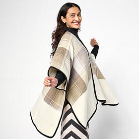 Vince Camuto Reversible Woven Plaid Topper