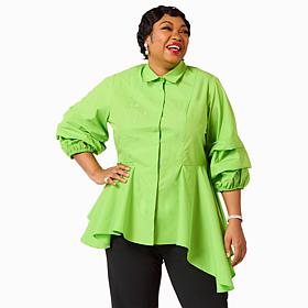 Vivica A. Fox Collection High-Low Blouse with Rhinestone Embellishment