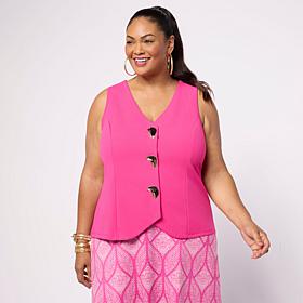 Vivica A. Fox Collection Luxe Crepe Waistcoat Vest
