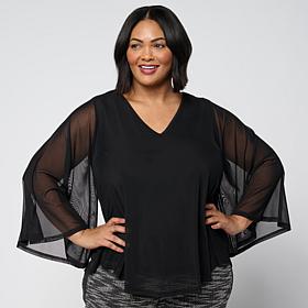 Vivica A. Fox Collection Overlay Mesh Flutter-Sleeve Top