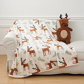 Warm & Cozy Huggable Friend & 60" x 50" Plush Knit Throw