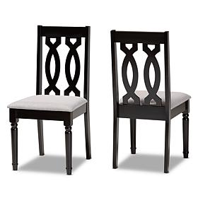 Wholesale Interiors Cherese Grey Fabric and Brown Wood 2Pc Chair Set