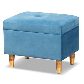 Wholesale Interiors Elias Velvet Fabric Upholstered Storage Ottoman