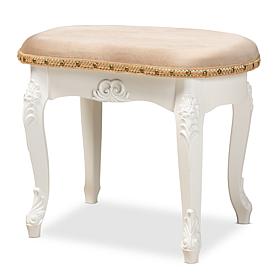 Wholesale Interiors Gabrielle Velvet Fabric Upholstered Vanity Ottoman